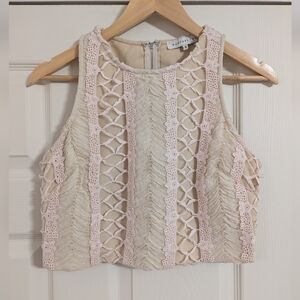 Endless Rose crop top pale pink cream eyelet size medium